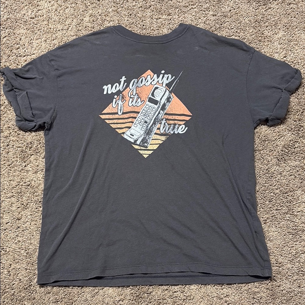 Charcoal Short Sleeve Tee with Retro Graphic Design